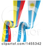 Clipart Of Vertical Uruguay And Colombia Ribbon Banner Flags Royalty Free Vector Illustration by Domenico Condello