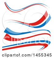 Clipart Of French Flag Themed Swoosh Design Elements Royalty Free Vector Illustration