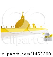 Golden Silhouetted Vatican City Over A Flag