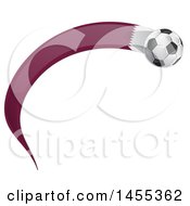 Soccer Ball And Qatar Flag Ribbon