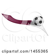 Clipart Of A Soccer Ball And Qatar Flag Ribbon Royalty Free Vector Illustration