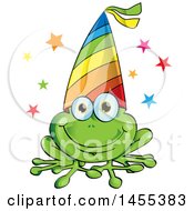 Poster, Art Print Of Cartoon Happy Frog Wearing A Party Hat