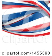 Background Of French Flag Ribbon Banners Over White Text Space