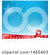 Clipart Of A Chinese Ribbon Flag Border Between White And Blue Royalty Free Vector Illustration