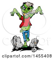 Clipart Of A Cartoon Zombie Walking Through A Cemetery Royalty Free Vector Illustration by Domenico Condello