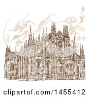 Poster, Art Print Of Brown Sketch Of The Milan Cathedral
