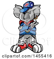 Clipart Of A Cartoon Koala Rapper Wearing A Union Jack Hat Royalty Free Vector Illustration by Domenico Condello