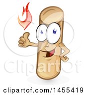 Cartoon Heating Pellet Mascot Giving A Thumb Up With Flames