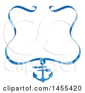 Clipart Of A Blue Restaurant Seafood Menu Design With An Anchor Knife And Fork With Ribbons Royalty Free Vector Illustration