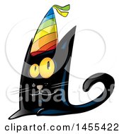 Poster, Art Print Of Happy Black Cat Wearing A Colorful Party Hat