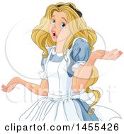 Clipart Of A Shrugging Alice In Wonderland Royalty Free Vector Illustration by Pushkin