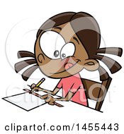 Poster, Art Print Of Cartoon School Girl Measuring With A Ruler