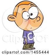 Cartoon White Boy Waiting In Line With Hands In His Pockets
