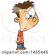 Clipart Of A Cartoon White Boy With A Chip On His Shoulder Royalty Free Vector Illustration