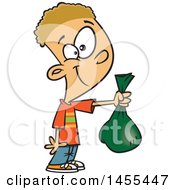 Poster, Art Print Of Cartoon White Boy Holding Out A Bag