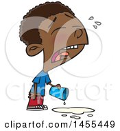 Clipart Of A Cartoon Black Boy Crying Over Spilled Milk Royalty Free Vector Illustration by toonaday