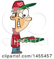Cartoon Happy White Pizza Delivery Guy Holding A Box