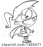 Clipart Of A Cartoon Lineart Girl In A Super Hero Math Costume Royalty Free Vector Illustration