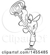 Clipart Of A Cartoon Lineart Business Woman With A Bad Email Royalty Free Vector Illustration