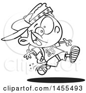 Poster, Art Print Of Cartoon Lineart Energetic School Boy Running
