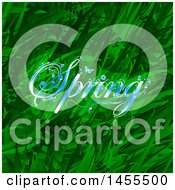 Poster, Art Print Of Background Of Green Grasses And Plants With Blue Spring Text