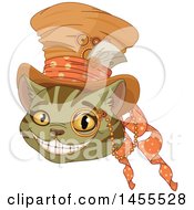 Clipart Of A Grinning Cheshire Cat Wearing A Hat Royalty Free Vector Illustration