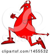 Clipart Of A Cartoon Chubby Red Devil Running Royalty Free Vector Illustration