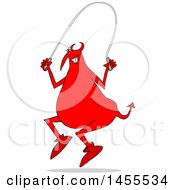 Poster, Art Print Of Cartoon Chubby Red Devil Using A Jump Rope