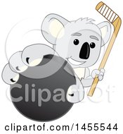 Poster, Art Print Of Koala Bear School Mascot Character Holding A Hockey Stick And Grabbing A Puck