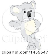 Poster, Art Print Of Koala Bear School Mascot Character Leaning