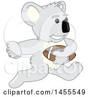 Poster, Art Print Of Koala Bear School Mascot Character Running With A Football