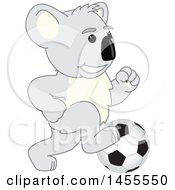 Poster, Art Print Of Koala Bear School Mascot Character Playing Soccer