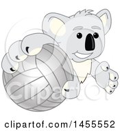 Poster, Art Print Of Koala Bear School Mascot Character Grabbing A Volleyball