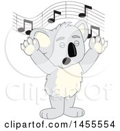 Poster, Art Print Of Koala Bear School Mascot Character Singing