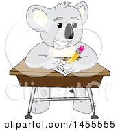 Poster, Art Print Of Koala Bear School Mascot Character Student Writing At A Desk