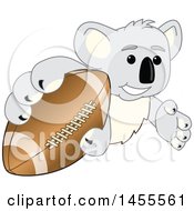 Poster, Art Print Of Koala Bear School Mascot Character Grabbing A Football