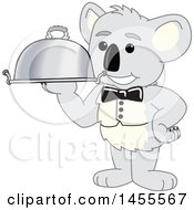 Poster, Art Print Of Koala Bear School Mascot Character Waiter Holding A Cloche Platter