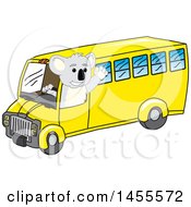 Koala Bear School Mascot Character Driving A Bus