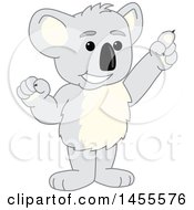 Poster, Art Print Of Koala Bear School Mascot Character Holding Up A Finger