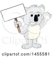 Poster, Art Print Of Koala Bear School Mascot Character Holding A Blank Sign