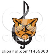 Poster, Art Print Of Retro Great Horned Owl Face In A Music Clef Note