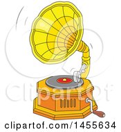 Cartoon Phonograph Gramophone Playing A Vinyl Record
