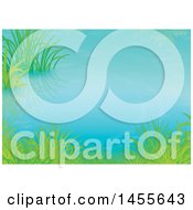 Clipart Of A Pond Surface Backdrop With Plants Royalty Free Illustration