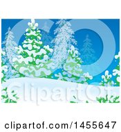 Poster, Art Print Of Winter Evergreen And Snow Backdrop