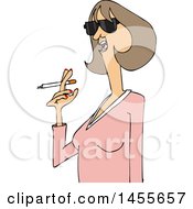 Poster, Art Print Of Cartoon Middle Aged Woman Smoking A Cigarette