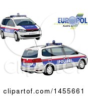 Clipart Of A Autrian Police Car Shown From The Side And Front Royalty Free Vector Illustration