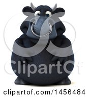 Clipart Graphic Of A 3d Black Bull Character On A White Background Royalty Free Illustration