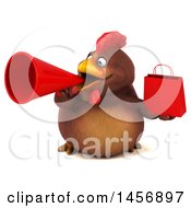 Clipart Graphic Of A 3d Chubby Brown Chicken Holding A Shopping Bag On A White Background Royalty Free Illustration by Julos