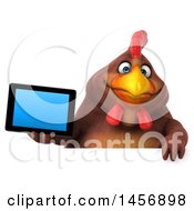 Clipart Graphic Of A 3d Chubby Brown Chicken Holding A Tablet Computer On A White Background Royalty Free Illustration by Julos