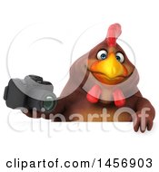 Clipart Graphic Of A 3d Chubby Brown Chicken Holding A Camera On A White Background Royalty Free Illustration by Julos